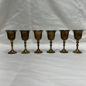 Vintage brass shot glasses